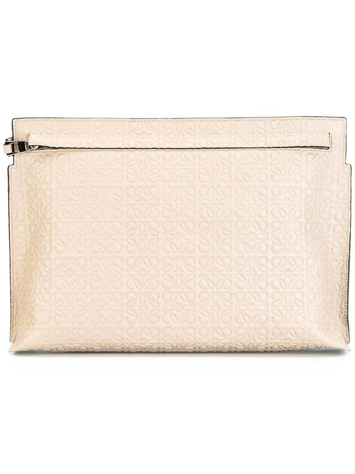 Loewe Zip Up Clutch Bag, Women's, Grey