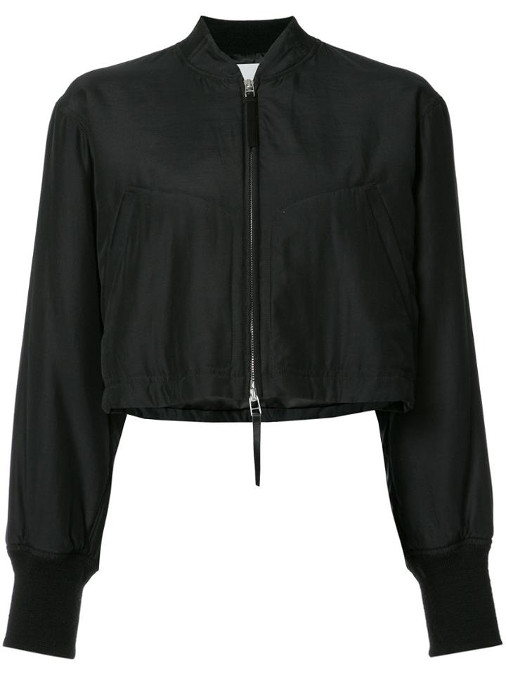 T By Alexander Wang Cropped Bomber Jacket - Black