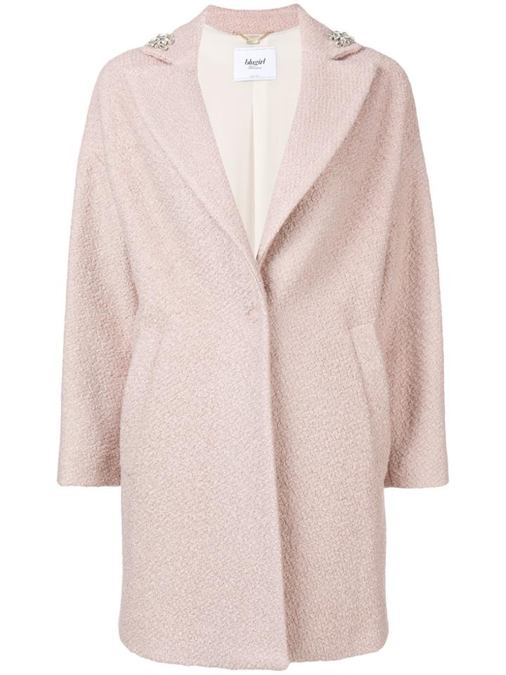 Blugirl Embellished Single Breasted Coat - Nude & Neutrals