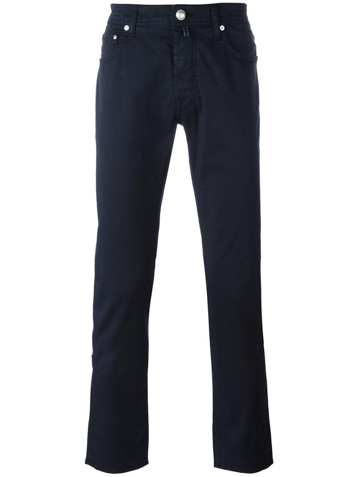 Jacob Cohen Tapered Trousers, Men's, Size: 33, Blue, Cotton/spandex/elastane