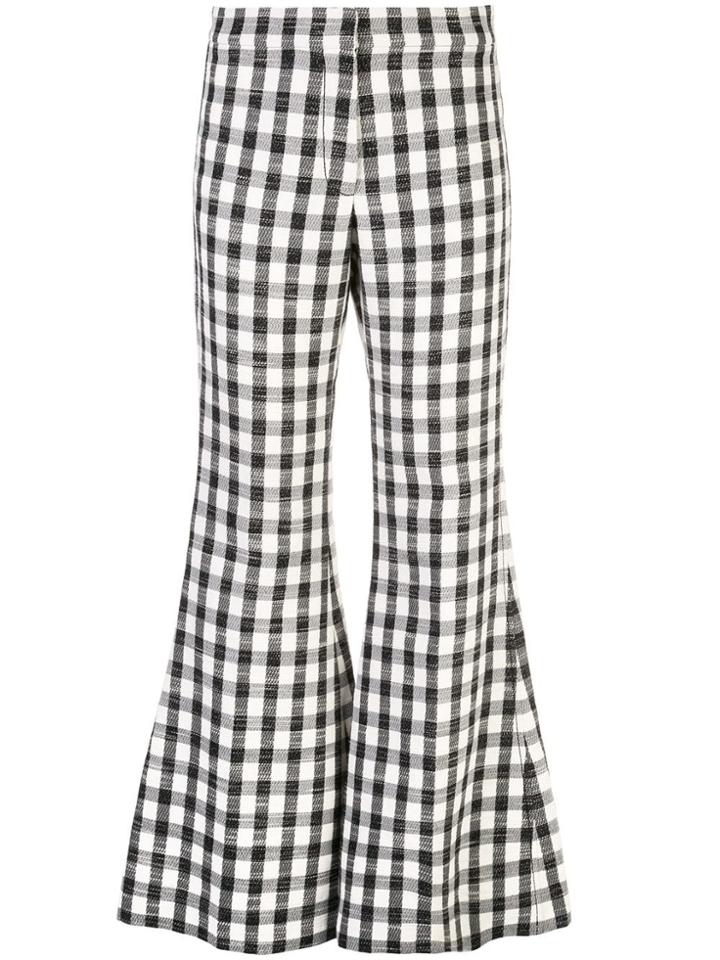 Derek Lam Flare Leg Plaid Trouser - Black