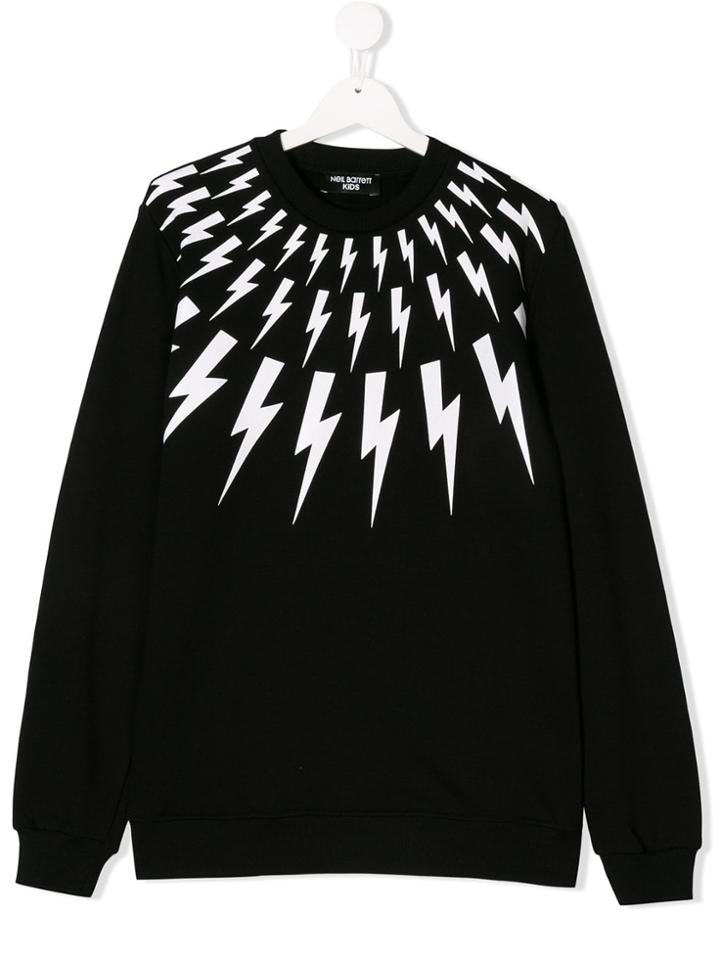 Neil Barrett Kids Teen Lightning Bolt Sweatshirt - Black