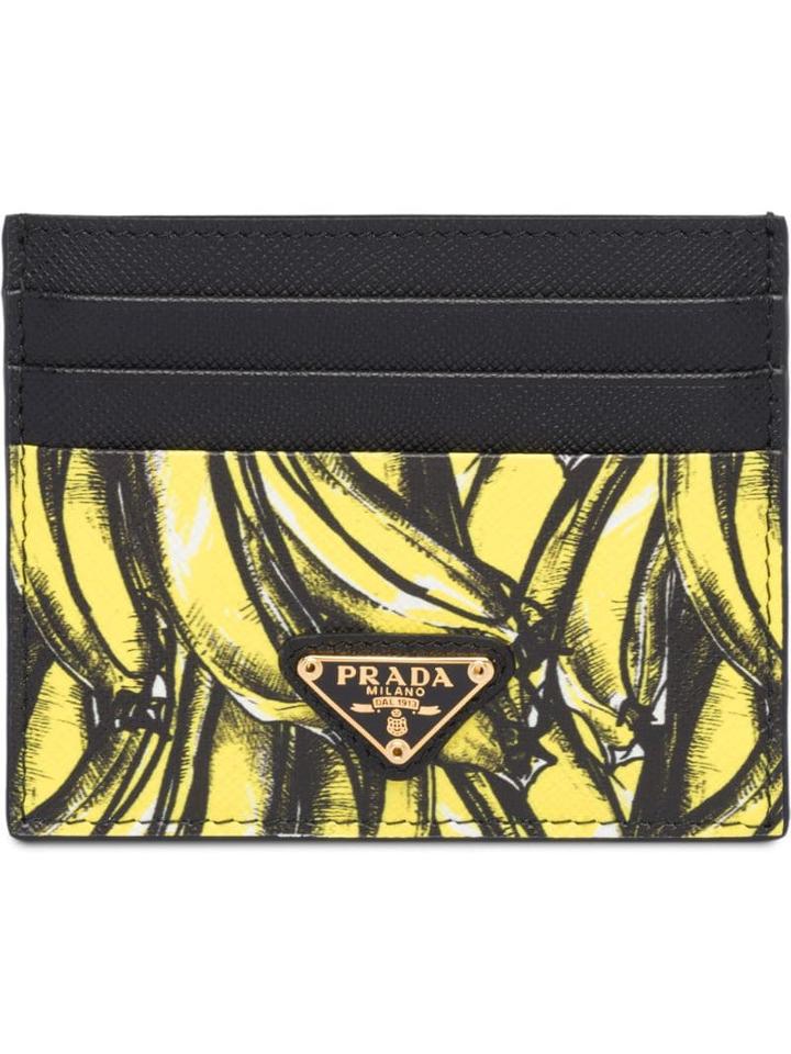 Prada Banana Print Cardholder - Yellow