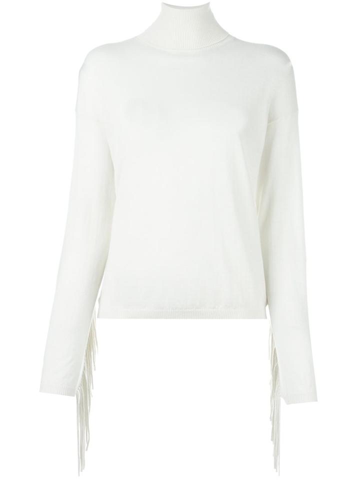 P.a.r.o.s.h. Fringed Detail Knitted Blouse, Women's, Size: Small, White, Cashmere/wool