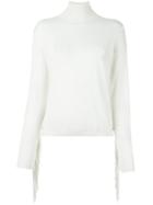 P.a.r.o.s.h. Fringed Detail Knitted Blouse, Women's, Size: Small, White, Cashmere/wool
