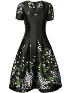 Oscar De La Renta Floral Print Cocktail Dress - Black
