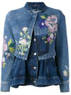 Alexander Mcqueen - Embroidered Denim Jacket - Women - Cotton/viscose - 42, Women's, Blue, Cotton/viscose