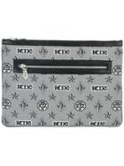 Ktz Monogram Print Clutch, Adult Unisex, Black, Polyester