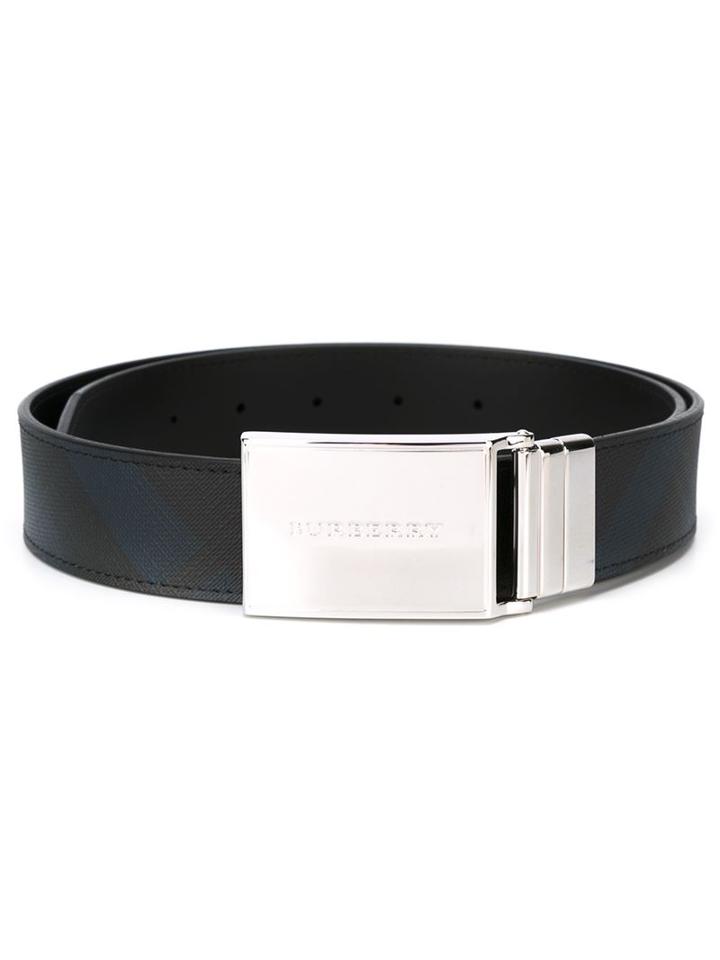 Burberry Embossed Logo Belt, Men's, Size: 105, Blue, Leather/metal (other)