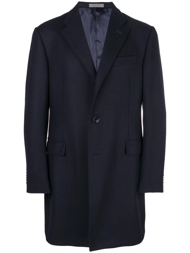 Corneliani Single-breasted Fitted Coat - Blue