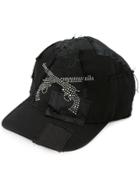Roar Patchwork Lace Studded Gun Cap - Black