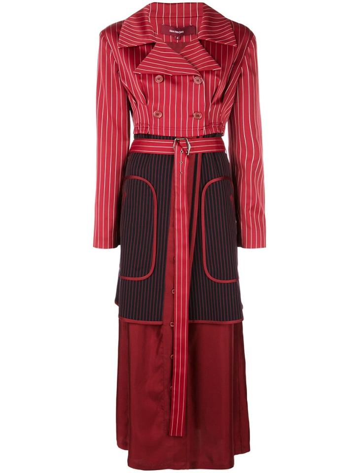 Sies Marjan Pinstripe Double Breasted Coat - Red