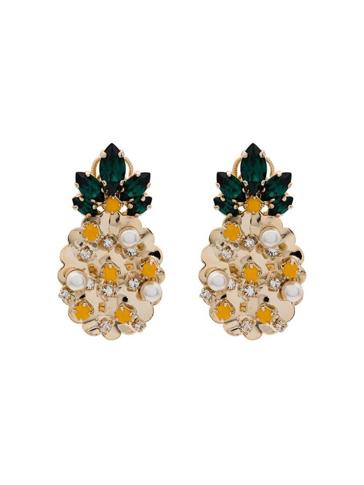Anton Heunis Swarovski Crystal And Pearl Pineapple Earrings - Yellow