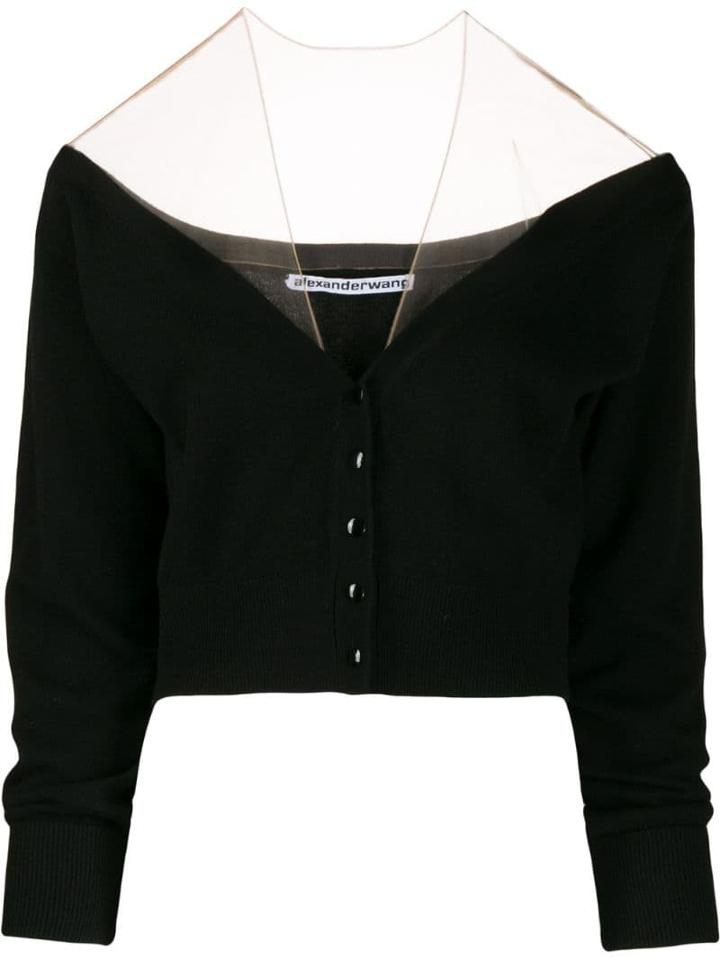 Alexander Wang Sheer Yoke Cardigan - Black