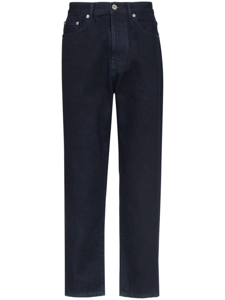 Valentino Logo-print Straight-leg Jeans - Blue