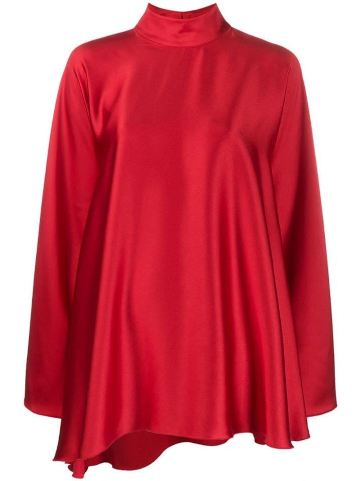 Styland High-neck Draped Dress - Red