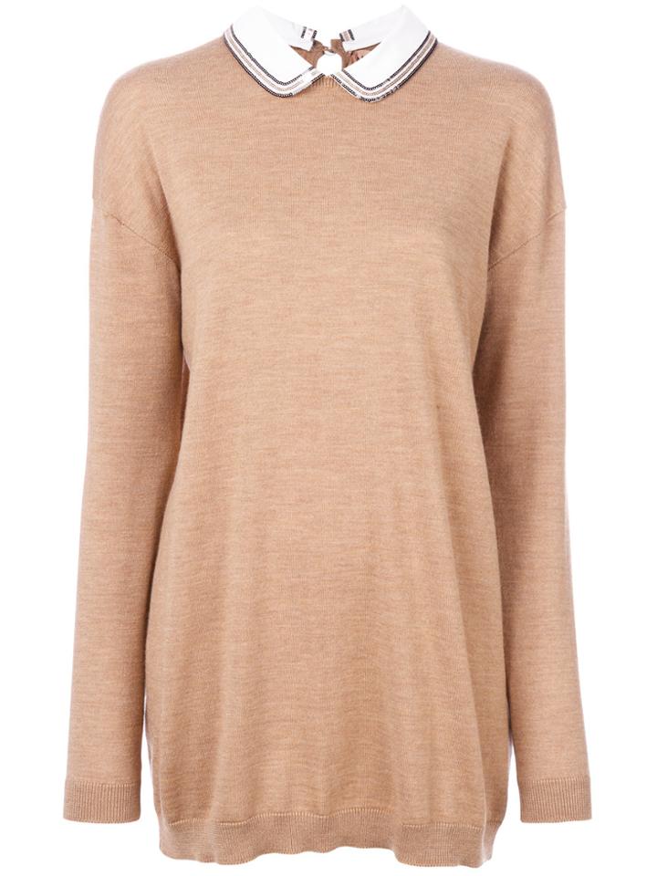 No21 Collar Knitted Sweater - Nude & Neutrals
