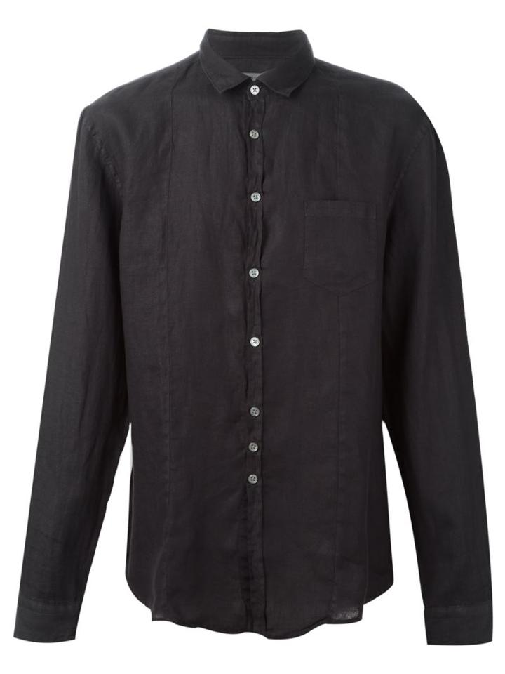 John Varvatos Classic Shirt, Men's, Size: Xl, Black, Linen/flax