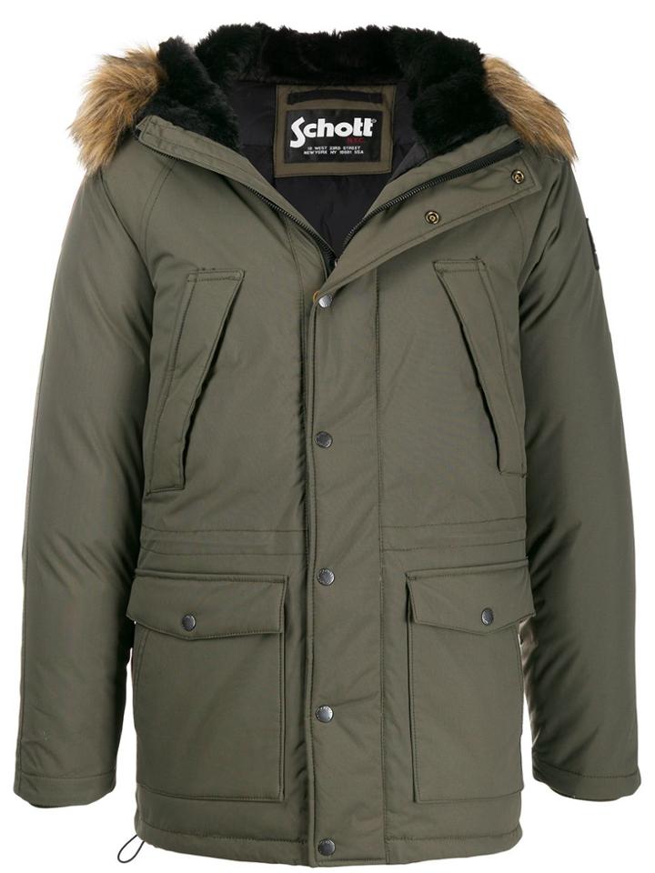 Schott X Artica Hooded Parka Jacket - Green