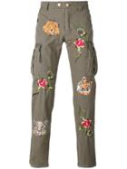 History Repeats Floral Embroidery Trousers - Green