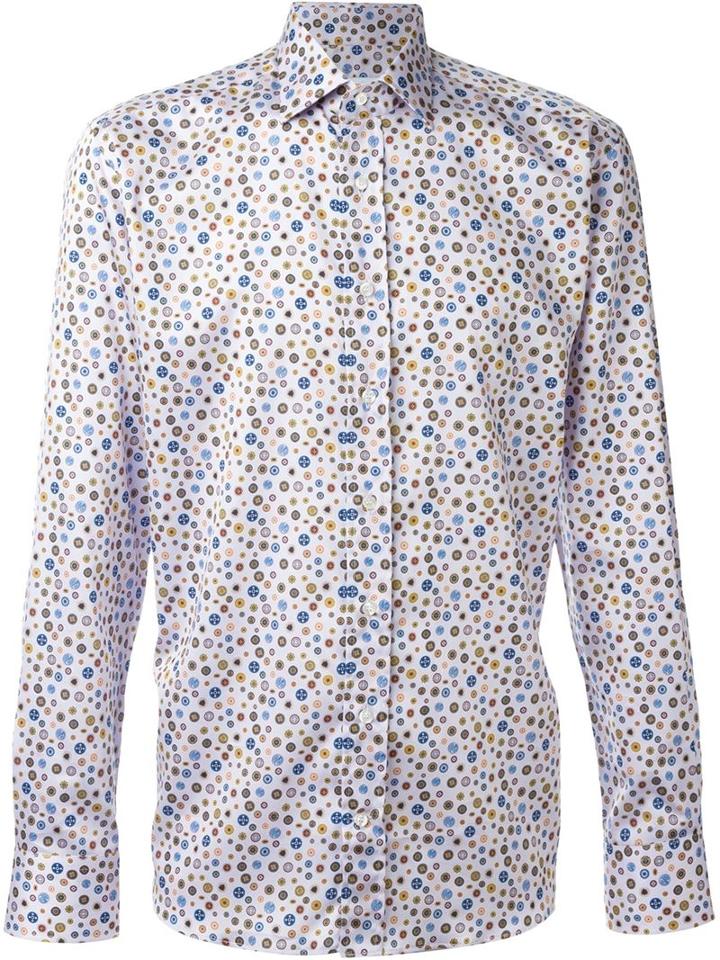 Etro Printed Shirt, Men's, Size: 41, Pink/purple, Cotton