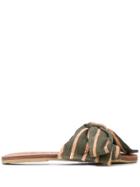 Brother Vellies Striped Slides - Green