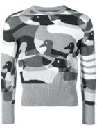 Thom Browne 4-bar Duck Patchwork Intarsia Pullover - Grey