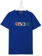 Young Versace Embroidered Logo T-shirt - Blue