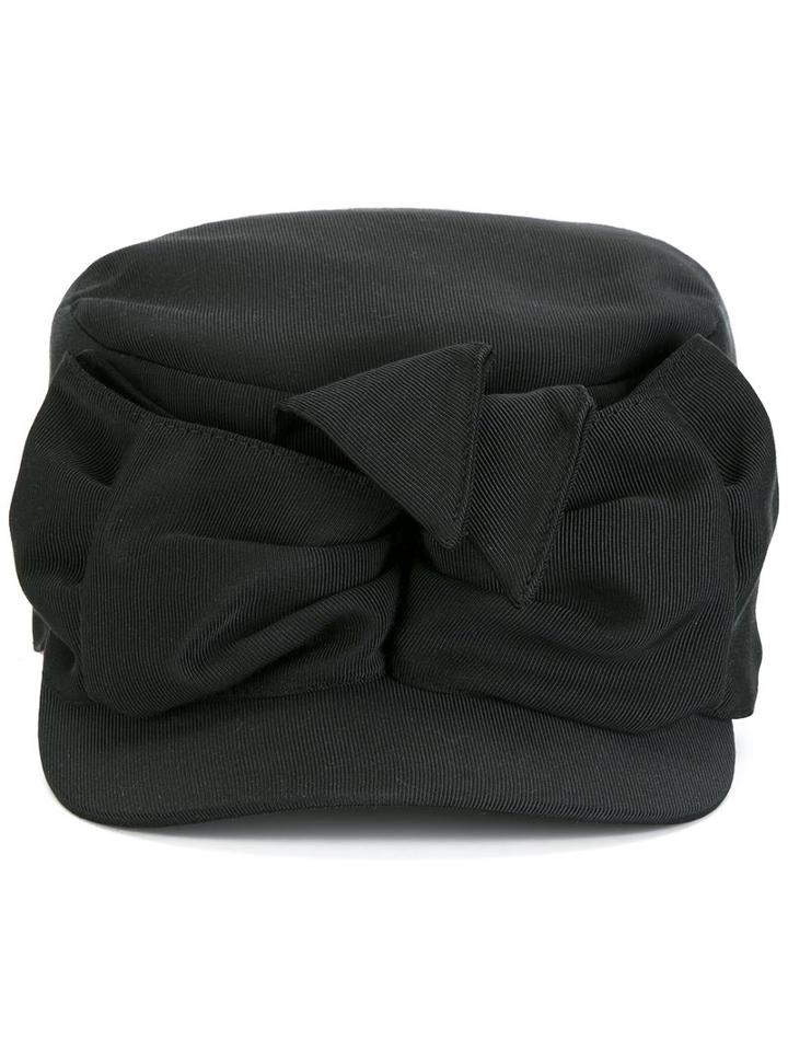 Gucci Bow Detailed Cap, Women's, Size: Small, Black, Viscose/silk
