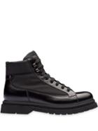 Prada Panelled Lace-up Boots - Black