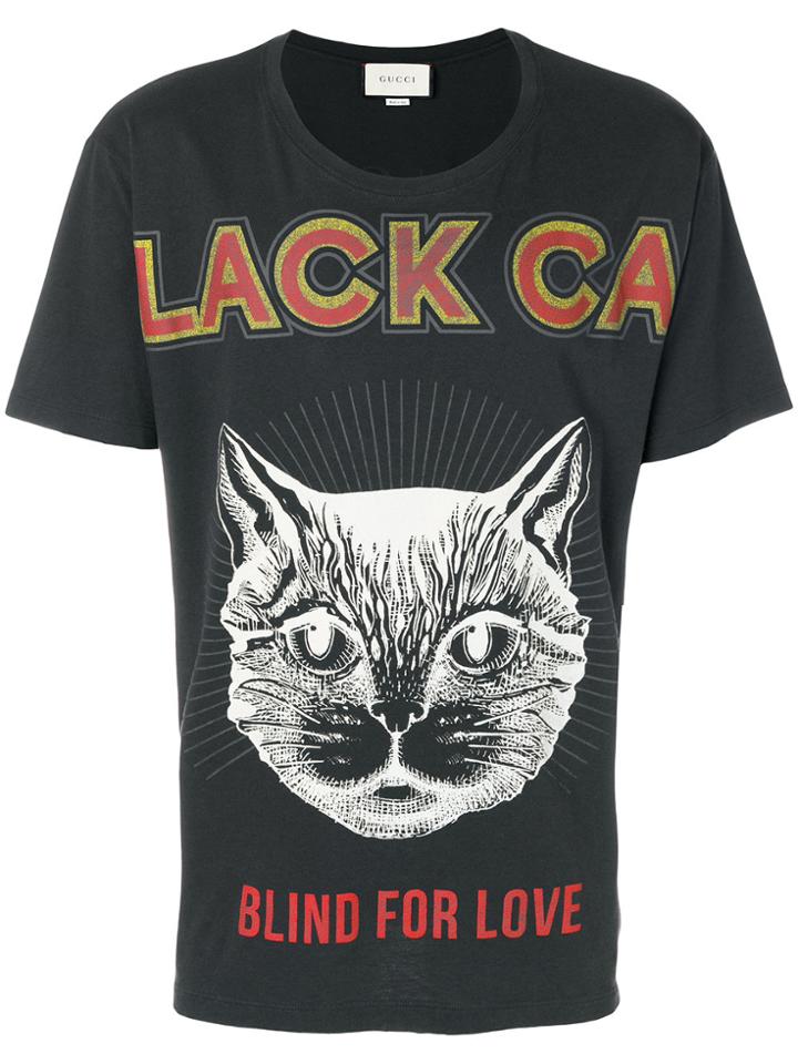 Gucci Cat Print T-shirt - Grey
