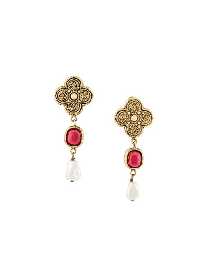 Chanel Vintage Gripoix Drop Clip-on Earrings