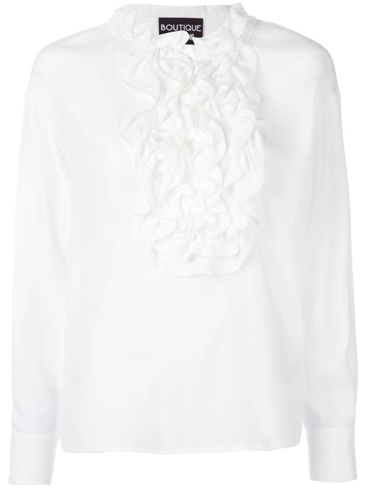 Boutique Moschino Ruffled Front Bib Shirt - White