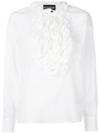 Boutique Moschino Ruffled Front Bib Shirt - White