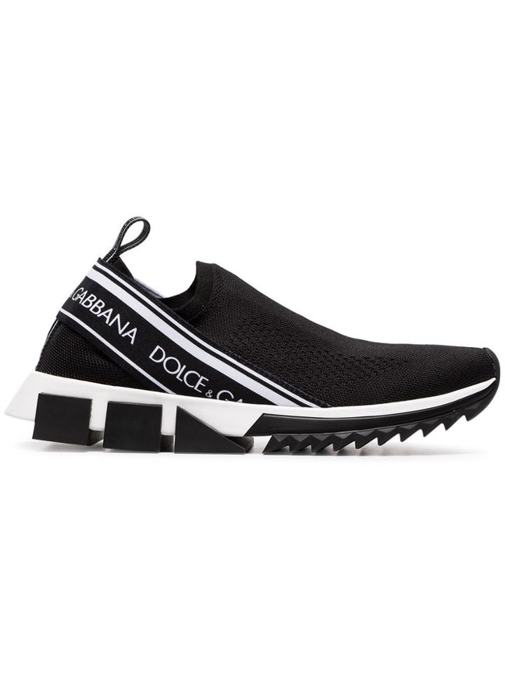 Dolce & Gabbana Black Atletica Stretch Slip-on Sneakers