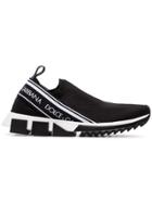 Dolce & Gabbana Black Atletica Stretch Slip-on Sneakers