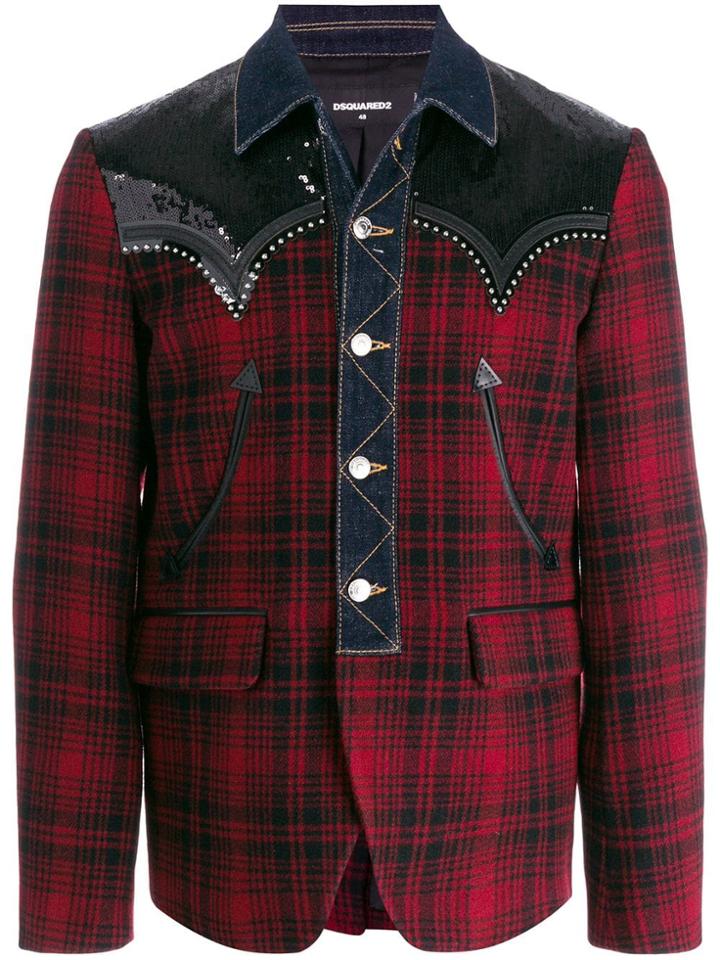 Dsquared2 Denim-trim Plaid Blazer
