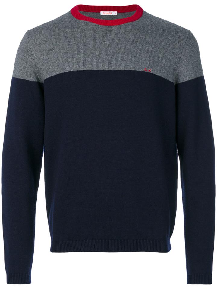 Sun 68 Block Colour Sweater - Blue