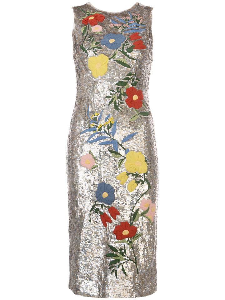 Alice+olivia Sequin Embellished Midi Dress - Metallic