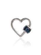 Marla Aaron Blue Sapphire And 14k White Gold Heart Lock Charm -
