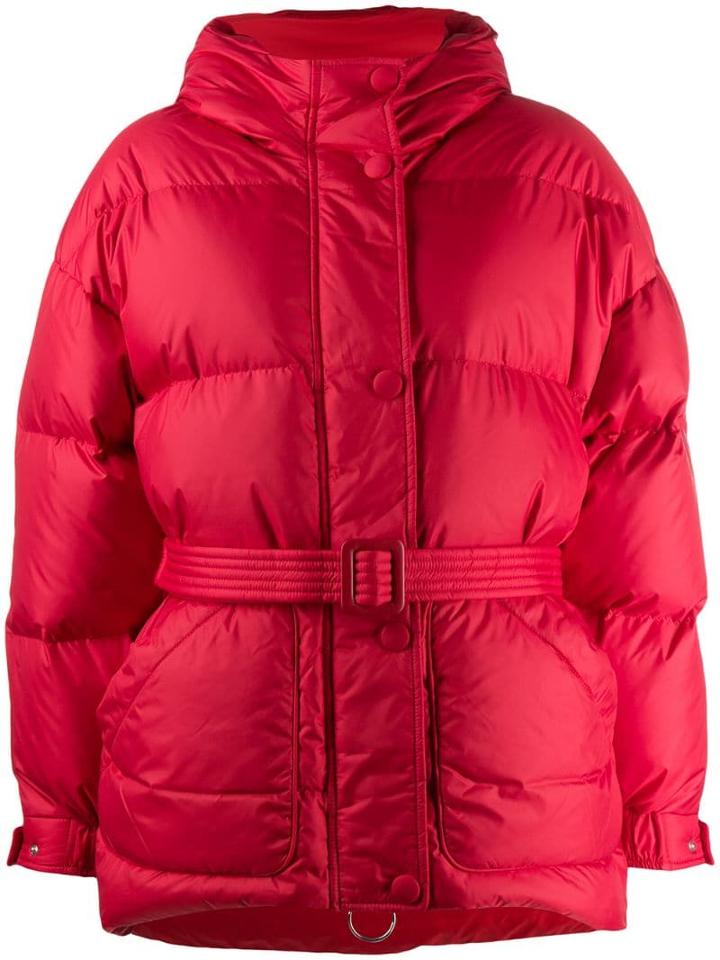Ienki Ienki Belted Puffer Coat - Red