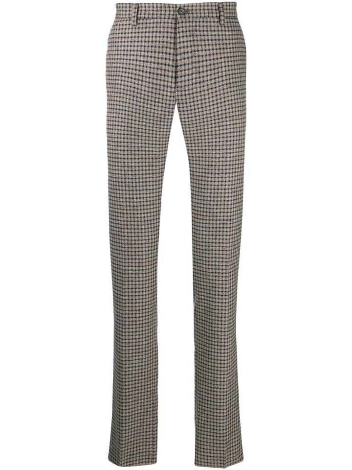 Etro Checked Slim Fit Trousers - Neutrals