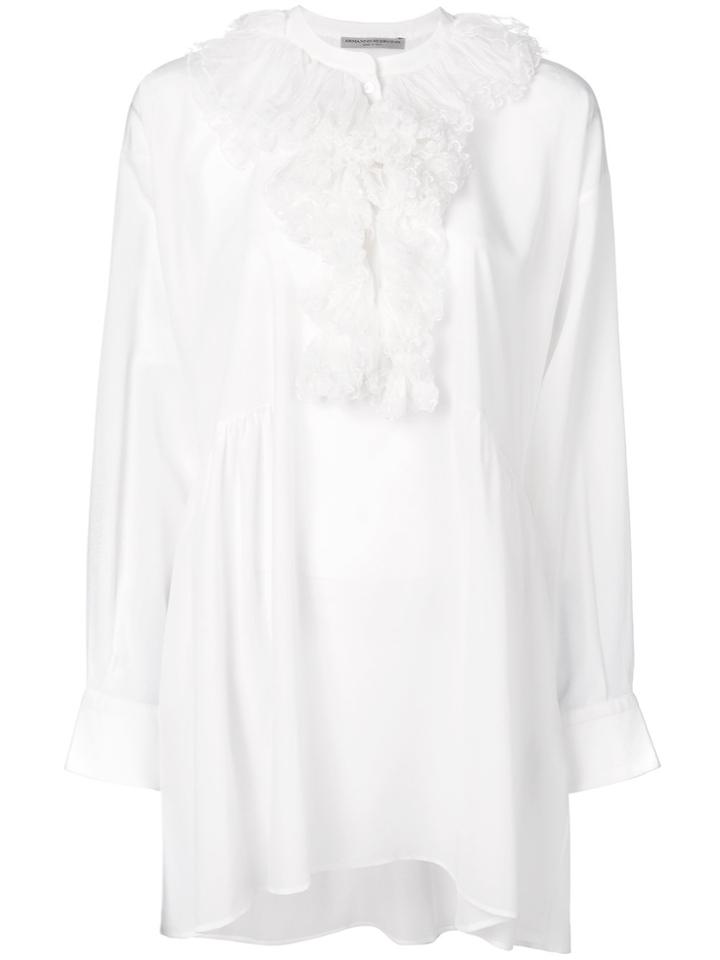 Ermanno Scervino Gathered Lace Collar Top - White