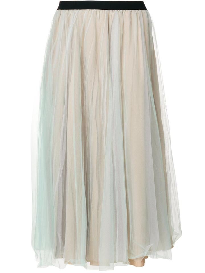 Nude Mid-length Tulle Skirt - Green