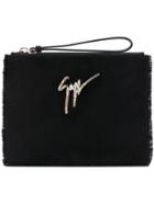 Giuseppe Zanotti Design Margery Frayed Clutch - Black