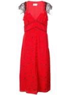 Tanya Taylor Lace Trim Dress - Red