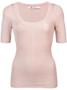 T By Alexander Wang Ribbed Knit Jersey Top - Nude & Neutrals