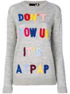 Love Moschino Quote Embroidered Jumper - Grey