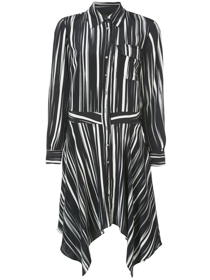 Nicole Miller Striped Shirt Dress - Black
