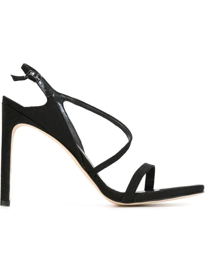 Stuart Weitzman Strappy Stiletto Sandals, Women's, Size: 40, Black, Leather